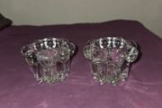 Pair of French Reims Glass Candle Holders