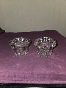 Pair of French Reims Glass Candle Holders