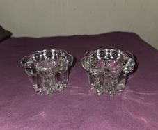 Pair of French Reims Glass Candle Holders