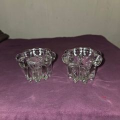 Pair of French Reims Glass Candle Holders