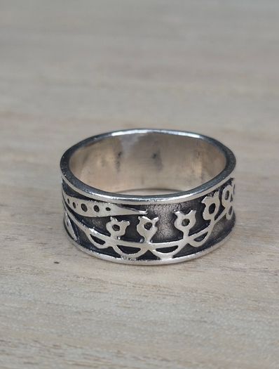 Vintage Sterling Silver Patterned Band Ring