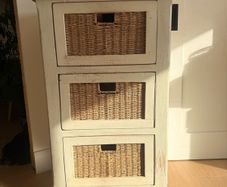 Strawbridge three drawer solid wood/wicker unit
