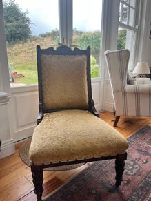 Vintage Solid Wood Upholstered Armchair