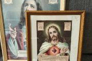 Pair of Jesus Sacred Pictures, Religious devotional items.
