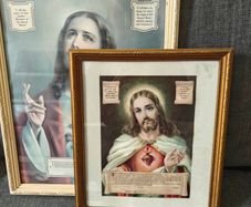 Pair of Jesus Sacred Pictures, Religious devotional items.