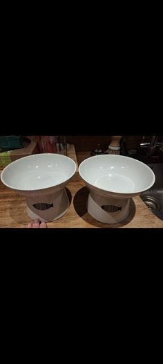 Pair of Raised Ceramic Cat Bowls