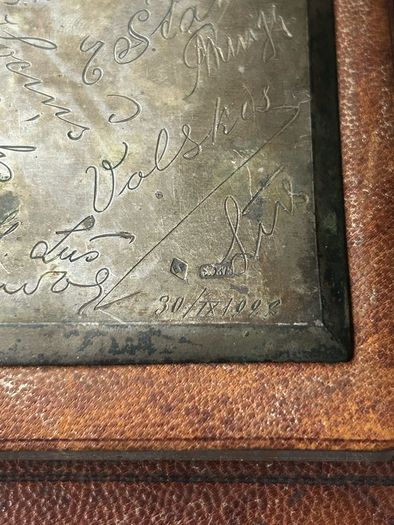 Silver vintage leather-bound notebook