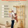 Swedish Ladder Wall Gym, 8-in-1 15 Levels Solid Wood Indoor Jungle Gym, 220LBS Wall Stall Bars Climbing Playset with Wall Ladder, Slide Board, Pull-Up Bar, Gym Rings, Swing Seat, Rope Ladder Image 6