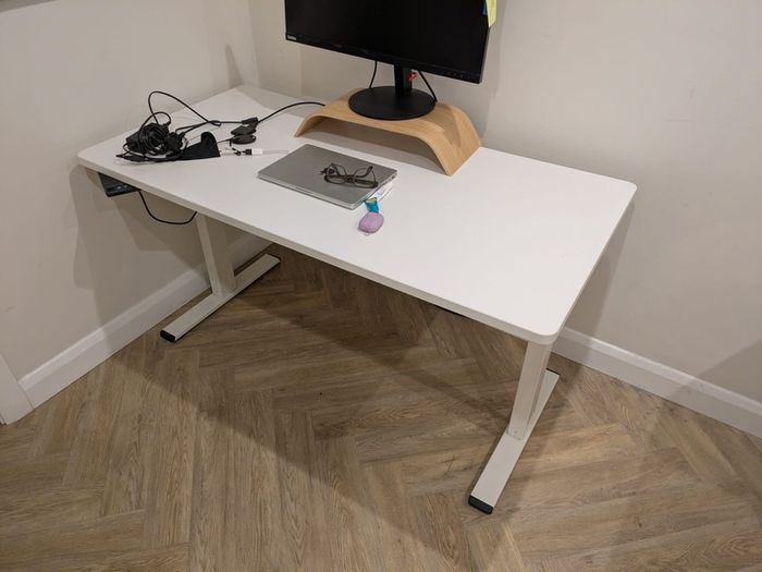 White sit-stand desk