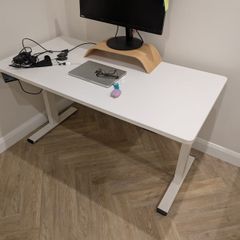 White sit-stand desk