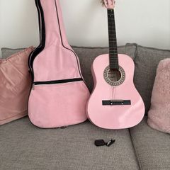 Pink Guitar Acoustic with Tuner & Pink Case