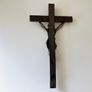 Carved Wood Hanging Crucifix Jesus Christ Cross Vintage Image 2