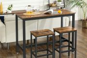New Vintage Bar Table Set with 2 Bar Stools Breakfast- FREE P&amp;P