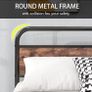 Double Size Bed Frame with Headboard,Oval-Shaped Platform Bed with Under-Bed Storage,Steel Slats Mattress Foundation Round Pipe Design,Brown Image 4