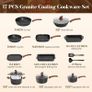 17pcs Induction Hob Pan Set, Black Granite Cookware Sets Pots and Pans Sets Non Stick, Nonstick Cookware and Bakeware, PFOA & PFOS Free Image 7