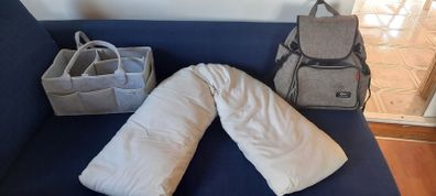 Baby changing bag, changing caddy, breastfeeding pillow