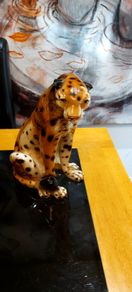 Vintage Ceramic 70's Leopard  Statue Ornament