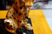Vintage Ceramic 70's Leopard  Statue Ornament