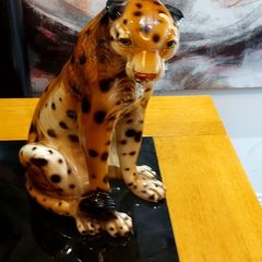 Vintage Ceramic 70's Leopard  Statue Ornament