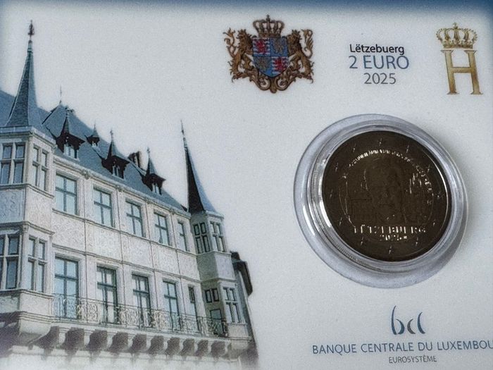 Luxembourg 2 Euro Commemorative Coin 2025 - 25th Anniversary of Grand Duke Henry's Accession to the Throne. BU. Coincard.