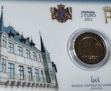 Luxembourg 2 Euro Commemorative Coin 2025 - 25th Anniversary of Grand Duke Henry's Accession to the Throne. BU. Coincard.