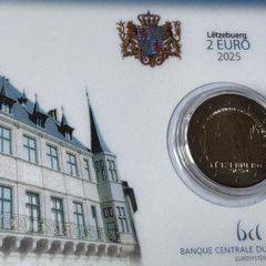 Luxembourg 2 Euro Commemorative Coin 2025 - 25th Anniversary of Grand Duke Henry's Accession to the Throne. BU. Coincard.