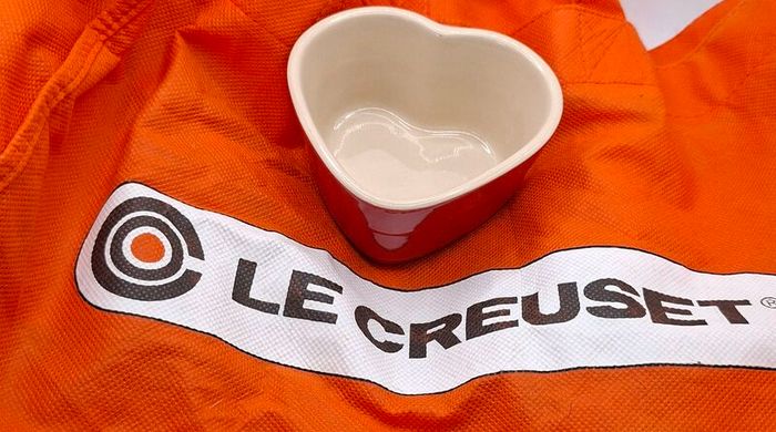 le creuset French press and heart ramekin