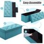 NEW | Folding Storage Ottoman Bench, Velvet Large Footstools Cube for Living Room and Bedroom 110 x 40 x 40 cm - Green Image 3