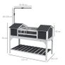 Wooden Tortoise Enclosure w/ Adjustable Lamp Holder, Openable Lid, Dual Main Houses, Storage Shelf, Fixed Tray - Grey Image 3