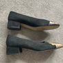 Stunning black suede and metallic bronze pumps with python like by Spanish designer Paco Herrero. Image 2