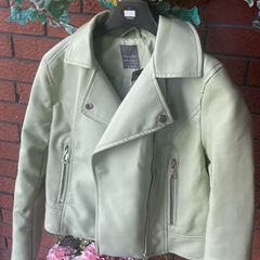 Primark green leather jacket size 4