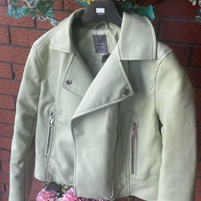 Primark green leather jacket size 4