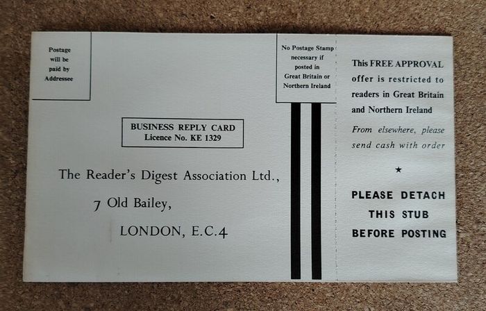 Vintage 1960 Reader's Digest Book with Rare Pink Reply Card (Ephemera)