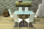 White glass dinning table +6 chairs.