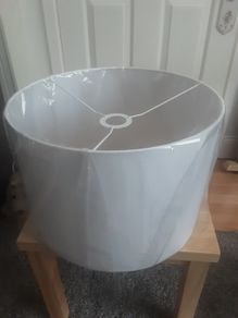 Shade/Large Round Gray Linen Lampshade .. Price Drop