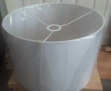 Shade/Large Round Gray Linen Lampshade .. Price Drop