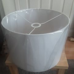 Shade/Large Round Gray Linen Lampshade .. Price Drop