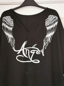Black Tunic Dress with Angel Wings size 18