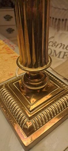Huge Antique Heavy Brass Lamp
