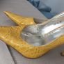 yellow snake print high heels size UK 3 Image 6