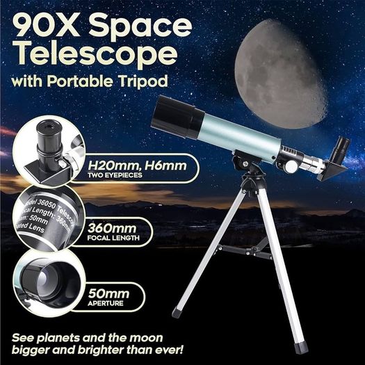 SALE | Telescope for Kids, Astronomical Telescope Zoom 90X HD Outdoor Monocular Space Telescopes Portable Refractor Spotting Scope With Tripod, Telescope for Adults, Kids and Beginner