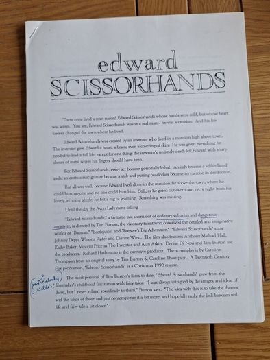 Edward Scissorhands Movie Press Kit