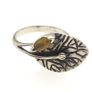 Vintage 925 Sterling Silver & Smoky Quartz Leaf Ring Image 3