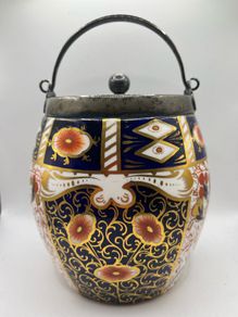 150 year old Davenport Imari Longport  Staffordshire biscuit ginger jar circa 1870s