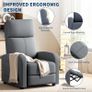 Recliner Armchair for Adults, Hand Push Fabric Recliner Armchair with Adjustable Leg Rest, High-Density Padding & Side Pocket - PU Leather Sofa Lounge Home Living Room Image 3