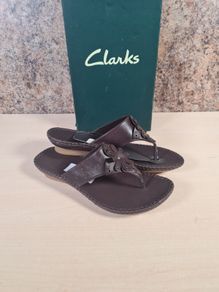 Womens Clarks Rudy Brown Leather Sandals Flip Flops Size Uk 6 Eu 39 Brand New With Box