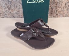 Womens Clarks Rudy Brown Leather Sandals Flip Flops Size Uk 6 Eu 39 Brand New With Box