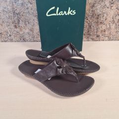 Womens Clarks Rudy Brown Leather Sandals Flip Flops Size Uk 6 Eu 39 Brand New With Box