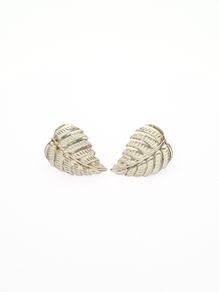 Vintage 925 Sterling Silver Leaf Stud Earrings