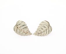 Vintage 925 Sterling Silver Leaf Stud Earrings